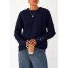 imagePRETTYGARDEN Fall Sweaters for Women 2026 Cozy Casual Crewneck Pullover Button Long Sleeve Knit Tops Winter Fashion ClothingNavy Blue