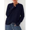 imagePRETTYGARDEN Fall Sweaters for Women 2026 Cozy Casual Crewneck Pullover Button Long Sleeve Knit Tops Winter Fashion ClothingNavy Blue