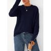 imagePRETTYGARDEN Fall Sweaters for Women 2026 Cozy Casual Crewneck Pullover Button Long Sleeve Knit Tops Winter Fashion ClothingNavy Blue