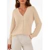 imagePRETTYGARDEN Lightweight Cardigans for Women Trendy Cozy Fall Fashion Long Sleeve Button V Neck Soft Knit Spring Sweater TopsApricot