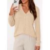 imagePRETTYGARDEN Lightweight Cardigans for Women Trendy Cozy Fall Fashion Long Sleeve Button V Neck Soft Knit Spring Sweater TopsApricot
