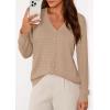 imagePRETTYGARDEN Lightweight Cardigans for Women Trendy Cozy Fall Fashion Long Sleeve Button V Neck Soft Knit Spring Sweater TopsKhaki