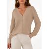 imagePRETTYGARDEN Lightweight Cardigans for Women Trendy Cozy Fall Fashion Long Sleeve Button V Neck Soft Knit Spring Sweater TopsKhaki