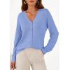 imagePRETTYGARDEN Lightweight Cardigans for Women Trendy Cozy Fall Fashion Long Sleeve Button V Neck Soft Knit Spring Sweater TopsLight Blue