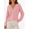 imagePRETTYGARDEN Lightweight Cardigans for Women Trendy Cozy Fall Fashion Long Sleeve Button V Neck Soft Knit Spring Sweater TopsPink