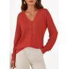 imagePRETTYGARDEN Lightweight Cardigans for Women Trendy Cozy Fall Fashion Long Sleeve Button V Neck Soft Knit Spring Sweater TopsRust Red