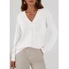 imagePRETTYGARDEN Lightweight Cardigans for Women Trendy Cozy Fall Fashion Long Sleeve Button V Neck Soft Knit Spring Sweater TopsWhite