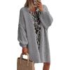 imagePRETTYGARDEN Long Cardigan Sweaters for Women Trendy Fall 2026 Oversized Knit Sweater Jacket Coats Winter Fashion ClothingDark Grey
