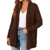 imagePRETTYGARDEN Long Cardigan Sweaters for Women Winter Clothing 2026 Fall Knitted Open Front Cozy Sweater with PocketsBrown