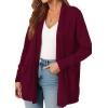 imagePRETTYGARDEN Long Cardigan Sweaters for Women Winter Clothing 2026 Fall Knitted Open Front Cozy Sweater with PocketsWine Red