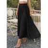 imagePRETTYGARDEN Long Skirts for Women Summer Vacation Outfits 2026 Spring Chiffon Elastic Waist Flowy ALine Pleated Midi SkirtBlack