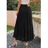 imagePRETTYGARDEN Long Skirts for Women Summer Vacation Outfits 2026 Spring Chiffon Elastic Waist Flowy ALine Pleated Midi SkirtBlack
