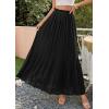 imagePRETTYGARDEN Long Skirts for Women Summer Vacation Outfits 2026 Spring Chiffon Elastic Waist Flowy ALine Pleated Midi SkirtBlack