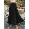 imagePRETTYGARDEN Long Skirts for Women Summer Vacation Outfits 2026 Spring Chiffon Elastic Waist Flowy ALine Pleated Midi SkirtBlack