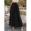 imagePRETTYGARDEN Long Skirts for Women Summer Vacation Outfits 2026 Spring Chiffon Elastic Waist Flowy ALine Pleated Midi SkirtBlack