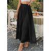 imagePRETTYGARDEN Long Skirts for Women Summer Vacation Outfits 2026 Spring Chiffon Elastic Waist Flowy ALine Pleated Midi SkirtBlack