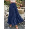 imagePRETTYGARDEN Long Skirts for Women Summer Vacation Outfits 2026 Spring Chiffon Elastic Waist Flowy ALine Pleated Midi SkirtDark Blue