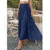 imagePRETTYGARDEN Long Skirts for Women Summer Vacation Outfits 2026 Spring Chiffon Elastic Waist Flowy ALine Pleated Midi SkirtDark Blue