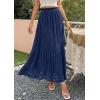imagePRETTYGARDEN Long Skirts for Women Summer Vacation Outfits 2026 Spring Chiffon Elastic Waist Flowy ALine Pleated Midi SkirtDark Blue