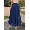 imagePRETTYGARDEN Long Skirts for Women Summer Vacation Outfits 2026 Spring Chiffon Elastic Waist Flowy ALine Pleated Midi SkirtDark Blue