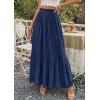 imagePRETTYGARDEN Long Skirts for Women Summer Vacation Outfits 2026 Spring Chiffon Elastic Waist Flowy ALine Pleated Midi SkirtDark Blue
