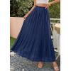 imagePRETTYGARDEN Long Skirts for Women Summer Vacation Outfits 2026 Spring Chiffon Elastic Waist Flowy ALine Pleated Midi SkirtDark Blue