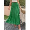 imagePRETTYGARDEN Long Skirts for Women Summer Vacation Outfits 2026 Spring Chiffon Elastic Waist Flowy ALine Pleated Midi SkirtGreen