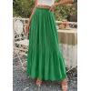 imagePRETTYGARDEN Long Skirts for Women Summer Vacation Outfits 2026 Spring Chiffon Elastic Waist Flowy ALine Pleated Midi SkirtGreen