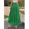 imagePRETTYGARDEN Long Skirts for Women Summer Vacation Outfits 2026 Spring Chiffon Elastic Waist Flowy ALine Pleated Midi SkirtGreen