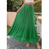 imagePRETTYGARDEN Long Skirts for Women Summer Vacation Outfits 2026 Spring Chiffon Elastic Waist Flowy ALine Pleated Midi SkirtGreen