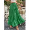 imagePRETTYGARDEN Long Skirts for Women Summer Vacation Outfits 2026 Spring Chiffon Elastic Waist Flowy ALine Pleated Midi SkirtGreen