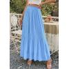 imagePRETTYGARDEN Long Skirts for Women Summer Vacation Outfits 2026 Spring Chiffon Elastic Waist Flowy ALine Pleated Midi SkirtLight Blue