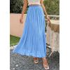 imagePRETTYGARDEN Long Skirts for Women Summer Vacation Outfits 2026 Spring Chiffon Elastic Waist Flowy ALine Pleated Midi SkirtLight Blue