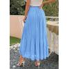 imagePRETTYGARDEN Long Skirts for Women Summer Vacation Outfits 2026 Spring Chiffon Elastic Waist Flowy ALine Pleated Midi SkirtLight Blue