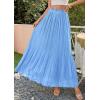 imagePRETTYGARDEN Long Skirts for Women Summer Vacation Outfits 2026 Spring Chiffon Elastic Waist Flowy ALine Pleated Midi SkirtLight Blue