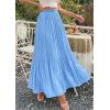imagePRETTYGARDEN Long Skirts for Women Summer Vacation Outfits 2026 Spring Chiffon Elastic Waist Flowy ALine Pleated Midi SkirtLight Blue