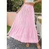 imagePRETTYGARDEN Long Skirts for Women Summer Vacation Outfits 2026 Spring Chiffon Elastic Waist Flowy ALine Pleated Midi SkirtPink