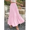 imagePRETTYGARDEN Long Skirts for Women Summer Vacation Outfits 2026 Spring Chiffon Elastic Waist Flowy ALine Pleated Midi SkirtPink