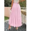 imagePRETTYGARDEN Long Skirts for Women Summer Vacation Outfits 2026 Spring Chiffon Elastic Waist Flowy ALine Pleated Midi SkirtPink