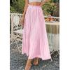 imagePRETTYGARDEN Long Skirts for Women Summer Vacation Outfits 2026 Spring Chiffon Elastic Waist Flowy ALine Pleated Midi SkirtPink