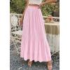 imagePRETTYGARDEN Long Skirts for Women Summer Vacation Outfits 2026 Spring Chiffon Elastic Waist Flowy ALine Pleated Midi SkirtPink