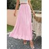 imagePRETTYGARDEN Long Skirts for Women Summer Vacation Outfits 2026 Spring Chiffon Elastic Waist Flowy ALine Pleated Midi SkirtPink