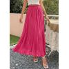 imagePRETTYGARDEN Long Skirts for Women Summer Vacation Outfits 2026 Spring Chiffon Elastic Waist Flowy ALine Pleated Midi SkirtRose Red