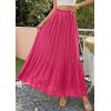 imagePRETTYGARDEN Long Skirts for Women Summer Vacation Outfits 2026 Spring Chiffon Elastic Waist Flowy ALine Pleated Midi SkirtRose Red