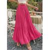 imagePRETTYGARDEN Long Skirts for Women Summer Vacation Outfits 2026 Spring Chiffon Elastic Waist Flowy ALine Pleated Midi SkirtRose Red