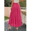 imagePRETTYGARDEN Long Skirts for Women Summer Vacation Outfits 2026 Spring Chiffon Elastic Waist Flowy ALine Pleated Midi SkirtRose Red