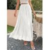 imagePRETTYGARDEN Long Skirts for Women Summer Vacation Outfits 2026 Spring Chiffon Elastic Waist Flowy ALine Pleated Midi SkirtWhite
