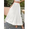 imagePRETTYGARDEN Long Skirts for Women Summer Vacation Outfits 2026 Spring Chiffon Elastic Waist Flowy ALine Pleated Midi SkirtWhite