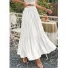 imagePRETTYGARDEN Long Skirts for Women Summer Vacation Outfits 2026 Spring Chiffon Elastic Waist Flowy ALine Pleated Midi SkirtWhite