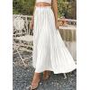 imagePRETTYGARDEN Long Skirts for Women Summer Vacation Outfits 2026 Spring Chiffon Elastic Waist Flowy ALine Pleated Midi SkirtWhite